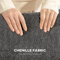 HOMCOM Modern Armchair, Upholstered Chenille Accent Chair with Wood Frame and Back Pillow for Living Room, Dark Grey(m-5)