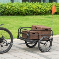 Aosom Bike Trailer, Bicycle Cargo Carrier with Suspension, Triple Safety Features, 16" Wheels, Hitch, Steel Frame, Black