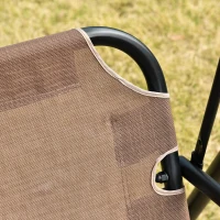 Outsunny 2-Seater Patio Swing Chair, Outdoor Adjustable Canopy Porch Swing with Armrests, Texeline Fabric and Steel Frame, Brown(m-10)