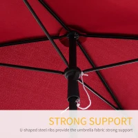 Outsunny 6.5x4ft Rectangle Patio Umbrella Aluminum Tilt Adjustable Garden Parasol Sun Shade Outdoor Canopy Red(m-7)