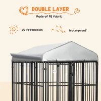 PawHut Galvanised Steel Outdoor House Heavy Duty Dog Kennel, Black(m-6)