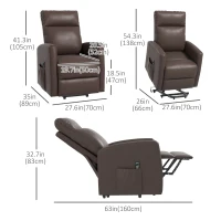 HOMCOM Power Lift Recliner Chair with Remote Control Side Pocket for Living Room Home Office Study Brown(m-3)