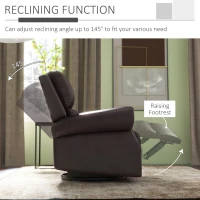 HOMCOM Swivel Recliner Chair, Reclining Sofa, PU Leather Rocker with Thick Padded Back and Seat for Living Room, Brown(m-5)
