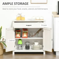 HOMCOM Farmhouse Sideboard Buffet Cabinet, Storage Cabinet with Barn Doors, Distressed White(m-4)