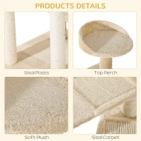 PawHut 39” Scratching Cat Tree Scratcher Revolving Steps Climbing Tower Post Pets Furniture Beige(m-6)