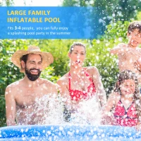 Outsunny Inflatable Swimming Pool Family-Sized Blow Up Pool Round Paddling Pool with Hand Pump for Kids, Adults, Outdoor, Garden and Backyard, 107" x 30", Blue(m-6)