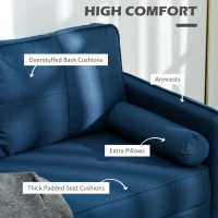 HOMCOM 56" Loveseat Sofa for Bedroom Upholstered 2 Seater Couch with Back Cushions and Pillows, Blue(m-4)