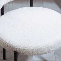 HOMCOM 4 Pieces Kitchen Chairs, Modern Dining Chairs w/ Berber Fleece Upholstery and Steel Legs for Living Room, Cream White(m-10)