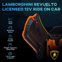 Qaba Lamborghini Revuelto Licensed 12V Kids Ride on Car Electric Car w/ Hydraulic Doors, Remote, Transport Wheels, Orange(m-4)