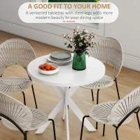 HOMCOM 29" Dining Table, Contemporary Round Kitchen Table with Steel Legs, White(m-4)