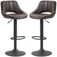 HOMCOM Swivel Bar Stools Set of 2, Faux Leather Upholstered Counter Height Barstools with Round Metal Base(m-2)