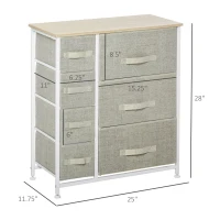 HOMCOM 7-Drawer Dresser Storage Tower Cabinet Organizer Unit, Easy Pull Fabric Bins with Metal Frame for Bedroom, Closets, Light Gray(m-3)