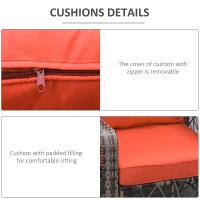 Outsunny 3 Pieces Wicker Patio Furniture Set, Rattan Bistro Set with Storage Coffee Table and Thickened Cushions, Outdoor Conversation Set for Garden, Porch, Balcony, Red(m-5)