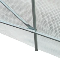 Outsunny 15' x 7' x 7' Walk-In Tunnel Greenhouse, Large Garden Hot House Kit with 6 Roll-up Windows & Roll Up Door, Steel Frame, White(m-11)