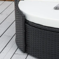 Outsunny 4 Pieces Patio PE Wicker Round Daybed, Outdoor Rattan Garden Lounge Furniture Sets, Cream(m-10)