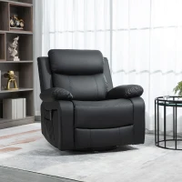 HOMCOM PU Leather Reclining Chair with Vibration Massage Recliner, Swivel Base, Rocking Function, Remote Control, Black(m-1)