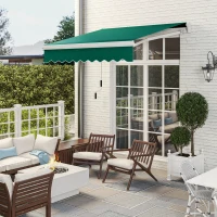 Outsunny 8' x 6.6' Patio Retractable Awning, Manual Exterior Sun Shade Deck Window Cover, Green(m-2)