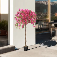 HOMCOM Decorative Artificial Plant, Murraya Flowers in Pot, Fake Plant for Home Indoor Decor, 59 inch, Purple and Red(m-9)