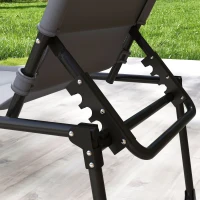 Outsunny Outdoor Lounge Chair, 4 Position Adjustable Backrest, Folding, Cushioned w/ Sun Shade Roof & Pillow, Gray(m-9)