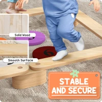 Qaba 6 PC Wooden Balance Beam for Kids, for Coordination, for Indoor Outdoor(m-6)