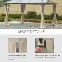 Outsunny 10' x 12' Universal Gazebo Sidewall Set with 4 Panels, Hooks/C-Rings Included for Pergolas & Cabanas, Beige(m-5)