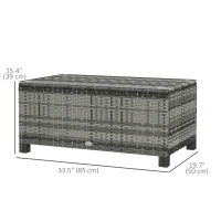 Outsunny Rattan Wicker Coffee Table with Glass Top Outdoor Garden Patio Furniture Brown Tempered(m-3)