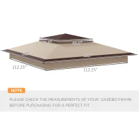 Outsunny 11' x 11' Replacement Canopy Top for Pop Up Canopy Tent, 2-Tier Canopy Cover, 30+ UV Protection, Beige(m-3)