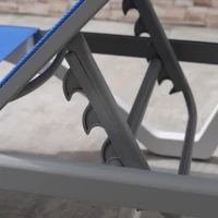 Outsunny Outdoor Chaise Lounge Chair, Patio Aluminum Tanning Chair with 5-Level Adjustable Back, Portable Wheels, Breathable Mesh Fabric, for Pool, Deck,  Garden, Blue(m-10)