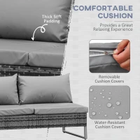 Outsunny 4 Piece Patio Furniture Set with Coffee Table and Corner Table for Backyard, Porch, Poolside, Balcony, Garden(m-5)