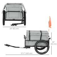 Aosom Steel Trailer for Bike, Bicycle Cargo Trailer with Storage Box, Safe Reflectors, Max Load 88LBS(m-3)