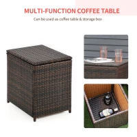 Outsunny 3 Piece Patio Furniture Set, PE Wicker Storage Table & Chairs, Red(m-5)