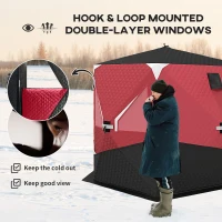 Outsunny 3-4 Person Insulated Ice Fishing Shelter, Pop up, with Oversized Doors, Windows, Vents and Carry Bag, for Low-Temp -22℉(m-7)