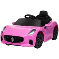Qaba 12V Maserati Gran Turismo Licensed Kids Electric Car w/ Remote Control, Soft Start, LED Lights, Music, Horn, MP3, Pink(m-2)