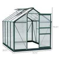 Outsunny 6' x 8' Outdoor Greenhouse with Rain Gutter and Roof Vent for Patio Backyard Dark Green(m-3)