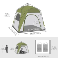 Outsunny Instant Automatic Camping Dome Tent Portable with 4 Doors and 4 Windows for 4 Person, Green(m-3)
