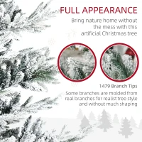 HOMCOM 8 Foot Pine Snow Flocked Artificial Christmas Tree with 1479 Realistic Cedar Branches, Auto Open, Home Holiday Decoration, Green(m-6)