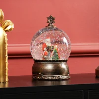 HOMCOM Lighted Christmas Snow Globe with Swirling Glitter, Battery Operated Musical Snow Globe for Holiday, Bronze(m-6)