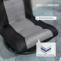 HOMCOM Folding Floor Chair for Adults Teens, 360 Degree Swivel Gaming Chair, 6 Positions Adjustable Lazy Sofa, Black(m-5)