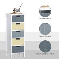 HOMCOM 5-Drawer Dresser, Chest of Drawers, Tower Storage Cabinet for Living Room, Bathroom, Entryway(m-5)