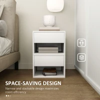 HOMCOM Floating Nightstand Set of 2, Wall Mounted Bedside Table with Drawer for Bedroom, White(m-6)