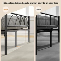 HOMCOM Metal Full Platform Bed Frame with Headboard, Steel Slat Support, Underbed Storage, No Box Spring Needed, Easy Assembly(m-9)