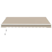 Outsunny 13' x 8' Manual Retractable Patio Awning Sun Shade Outdoor Deck Window Door Canopy Shelter Aluminum Frame Khaki(m-11)