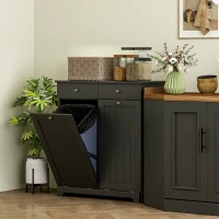 HOMCOM Laundry Hamper Cabinet, Laundry Cabinet with 2 Tilt Out Laundry Baskets and 2 Drawers, Black(m-8)