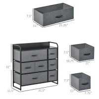 HOMCOM 7-Bin Dresser Storage Tower Cabinet Organizer Unit, Easy Pull Fabric Bins with Metal Frame for Bedroom(m-3)