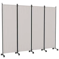 Outsunny Folding Room Divider with Castor Wheels, Rolling Privacy Screen for Patio Backyard Pool Hot Tub, 5.6ft Tall(m-11)