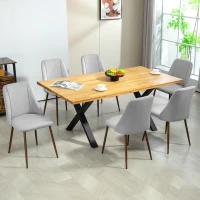 HOMCOM Upholstered Dining Chairs Set of 6, Velvet Accent Chair with Back and Wood-grain Steel Leg for Kitchen, Grey(m-8)