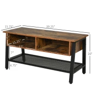 HOMCOM Industrial TV Stand, TV Console Table for TV up to 45'' Flat Screen, Entertainment Center for Living Room, Bedroom, Rustic Brown(m-3)