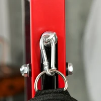 Soozier Lat Pull Down Machine, High / Low Pulley Machine with Adjustable Seat and Flip-Up Footplate, Red(m-10)