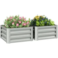 Outsunny 2' x 2' x 1' 2-Pieces Raised Garden Bed with Galvanised Frame(m-11)