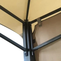 Outsunny 10' x 10' Patio Gazebo with Expandable Side Awnings, Outdoor Canopy Shelter with Double Vented Roof and Steel Frame, for Lawn, Backyard and Deck, Beige(m-10)